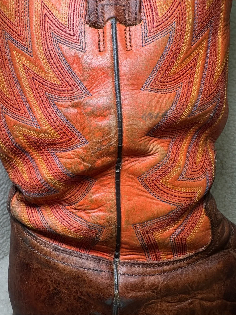 Vintage Roper Cowboy Boots Brown Leather Orange Western Handmade Western Boho 11